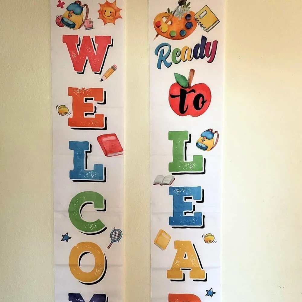 WELCOME BACK TO SCHOOL HANGING BANNERS -READY TO LEARN DOOR WALL SIGN CLASSROOM